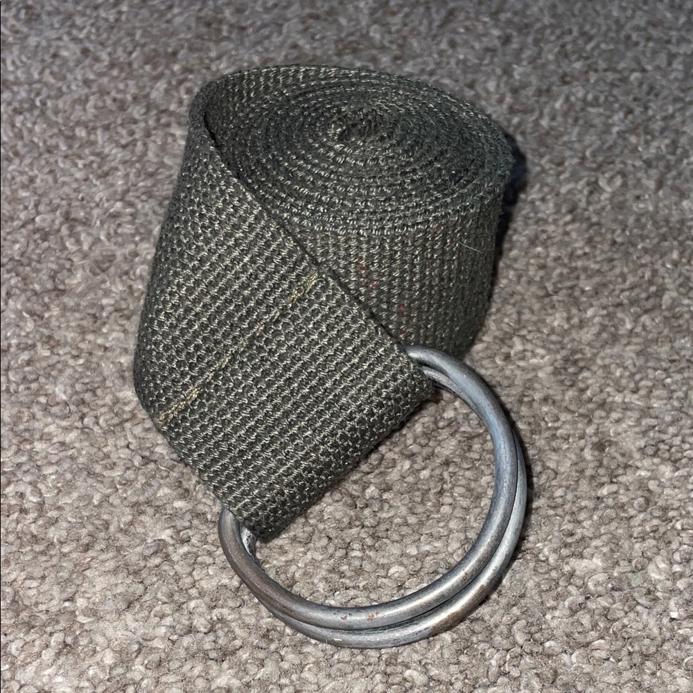 Olive Green Canvas Belt with Silver Buckle